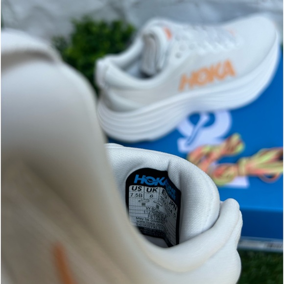 HOKA Bondi 8 sneakers women size 7.5 White /Cantaloupe New Season Women - Picture 13 of 16